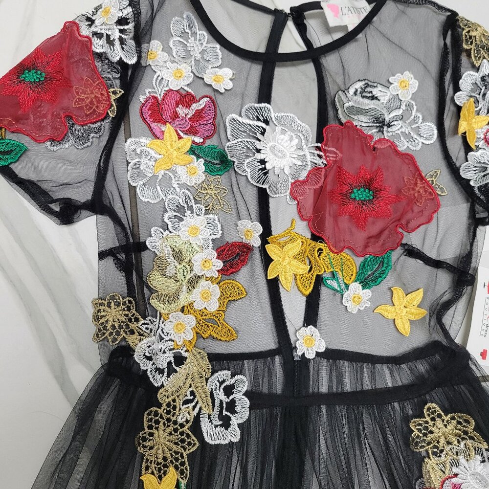 Gorgeous sheer floral embroidered dress size small - Picture 4 of 5
